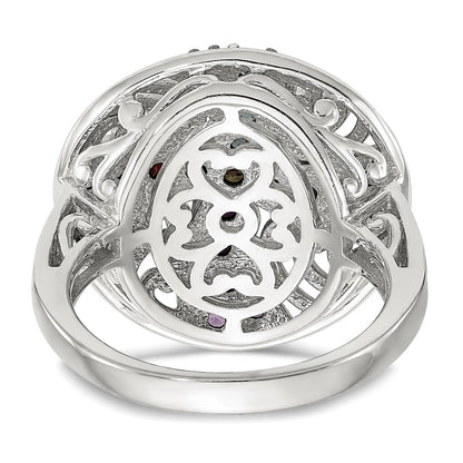 Sterling Silver w/ Black Rhodium Multi Gemstone Ring