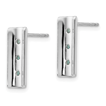 SS White Ice .06ct. Blue Diamond Earrings