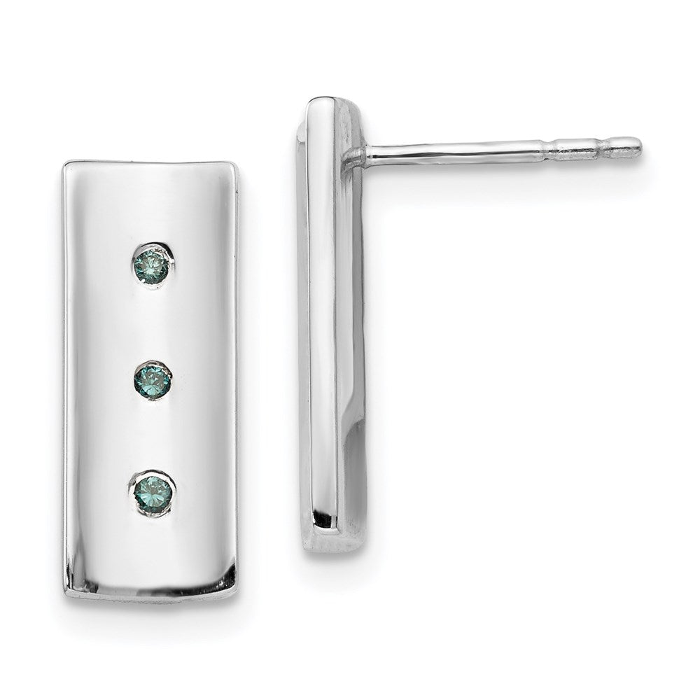 SS White Ice .06ct. Blue Diamond Earrings