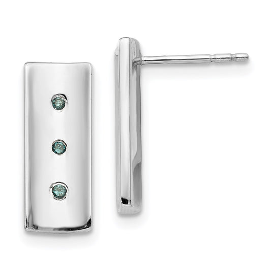 SS White Ice .06ct. Blue Diamond Earrings