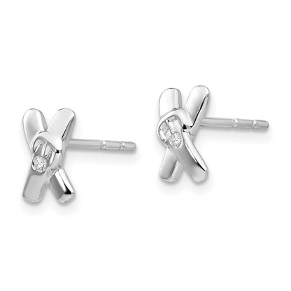 SS White Ice X Buckle .02ct Diamond Earrings