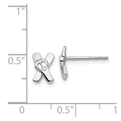 SS White Ice X Buckle .02ct Diamond Earrings