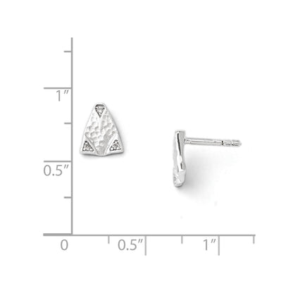 SS White Ice Textured Triangle Diamond Earrings