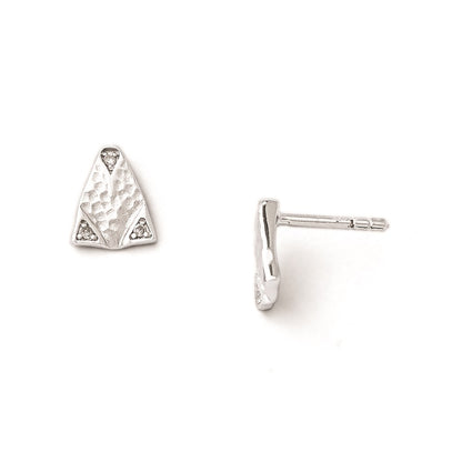 SS White Ice Textured Triangle Diamond Earrings