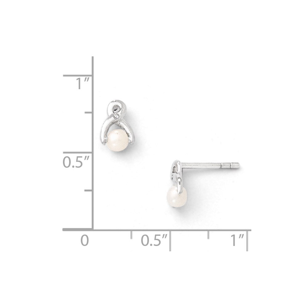 SS White Ice FW Cultured Pearl and Diamond Post Earrings