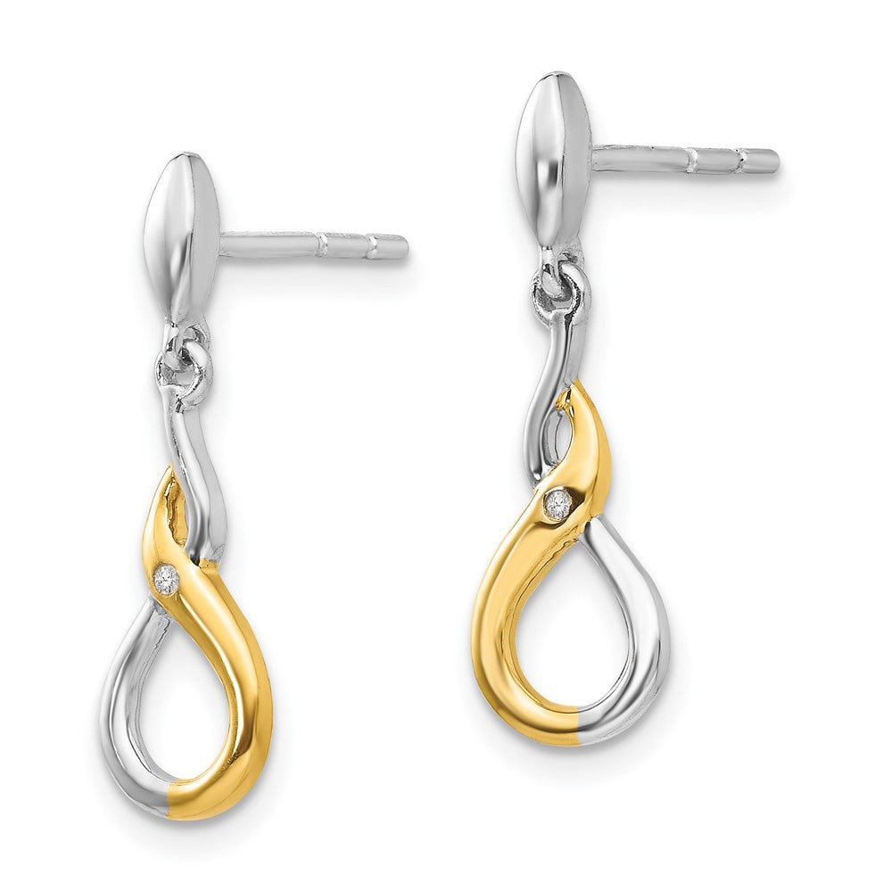 SS White Ice Gold-Tone .01 ct Diamond Post Earrings