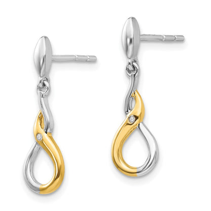 SS White Ice Gold-Tone .01 ct Diamond Post Earrings