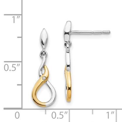 SS White Ice Gold-Tone .01 ct Diamond Post Earrings