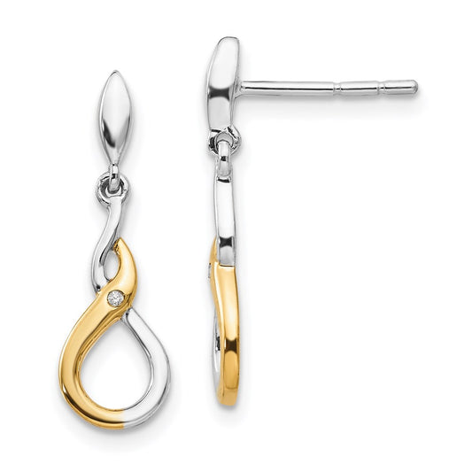 SS White Ice Gold-Tone .01 ct Diamond Post Earrings