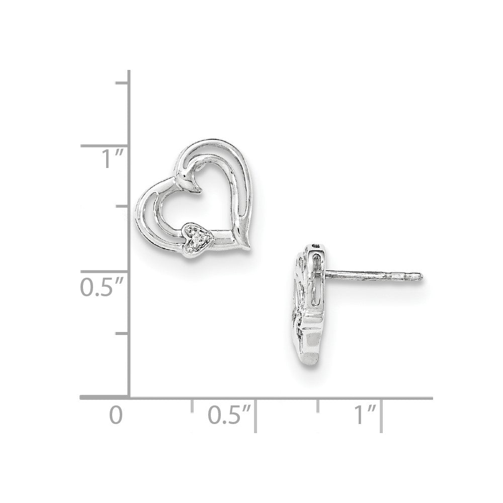 SS White Ice Diamond Heart Earrings