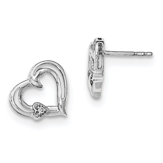 SS White Ice Diamond Heart Earrings