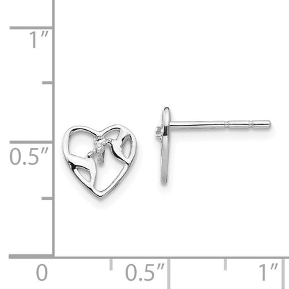 SS White Ice Diamond Bird u0026 Heart Post Earrings