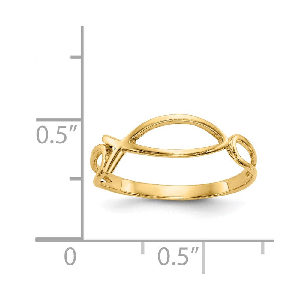 14k yellow gold polished ichthus fish ring r135