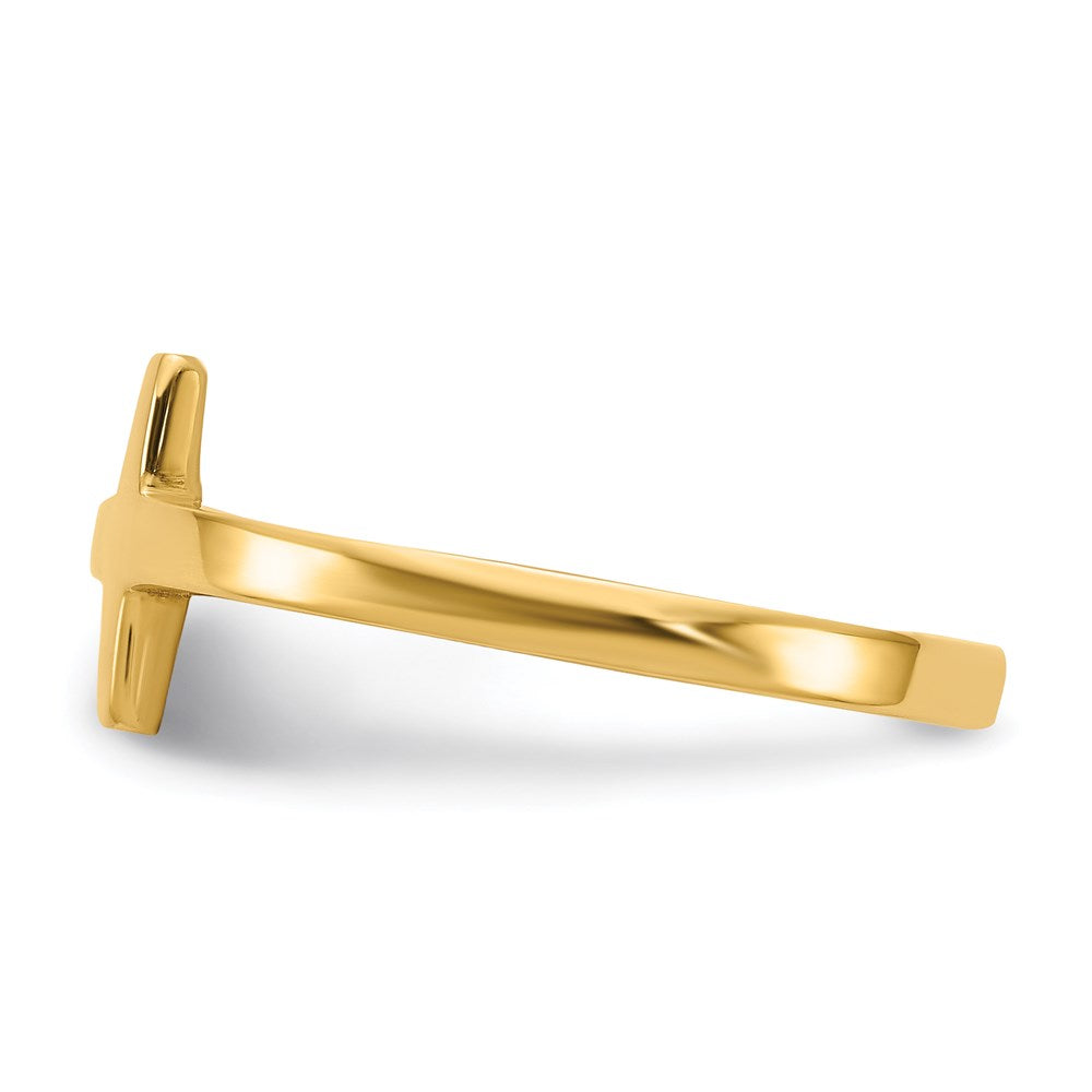 14k yellow gold sideways cross ring r1787