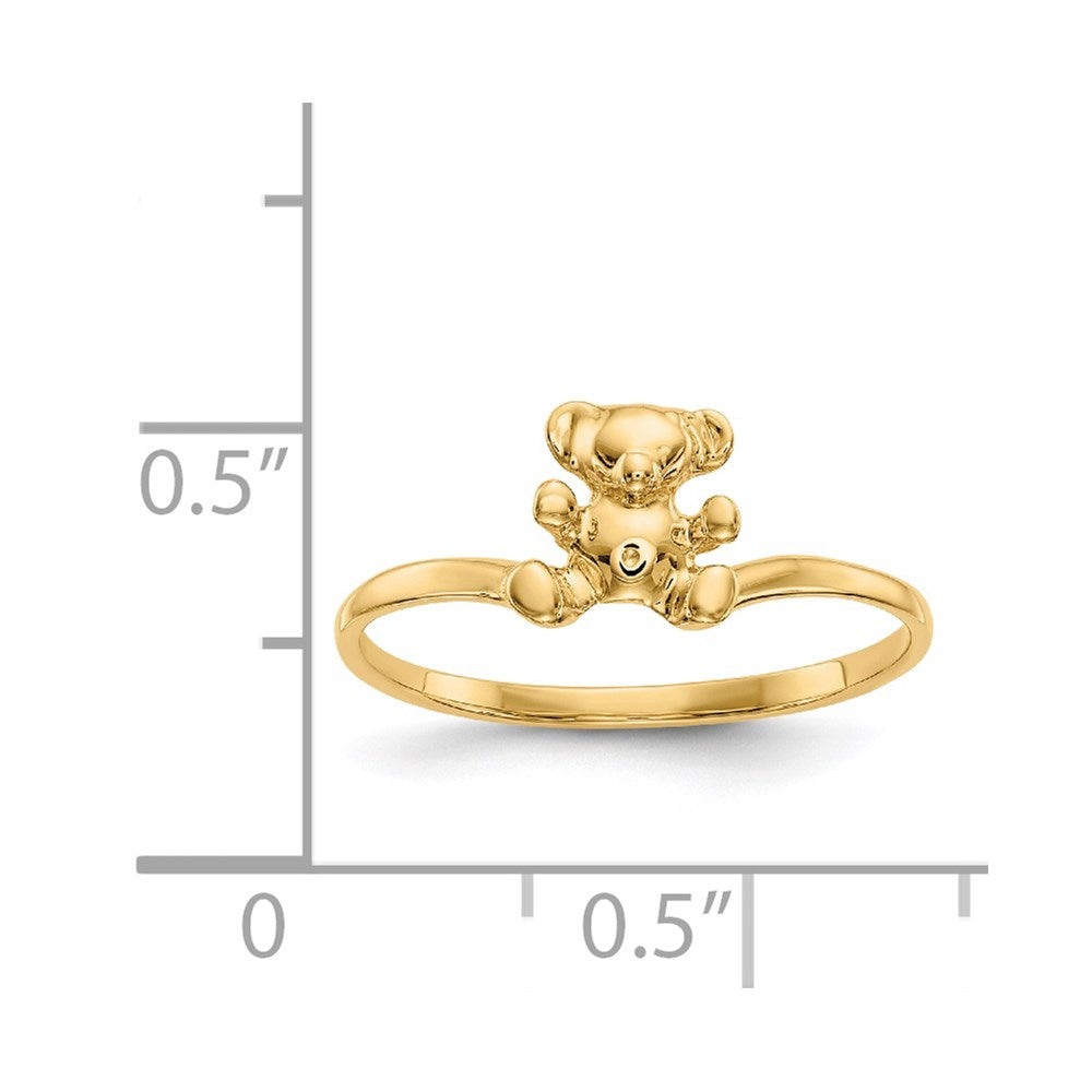 14k yellow gold childs polished teddy bear ring r194