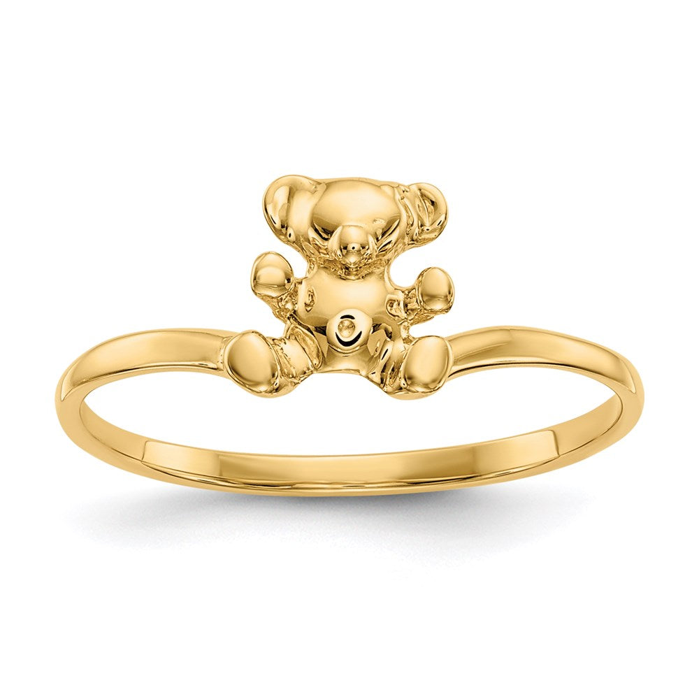 14k yellow gold childs polished teddy bear ring r194