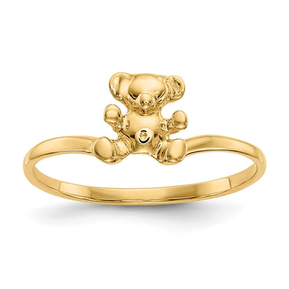 14k yellow gold childs polished teddy bear ring r194