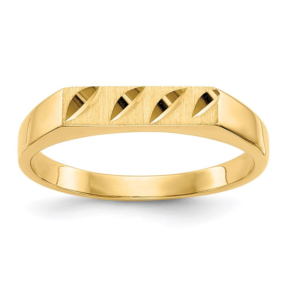 14k yellow gold childs diamond cut ring r209