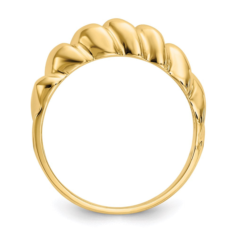 14k yellow gold polished twisted dome ring r285