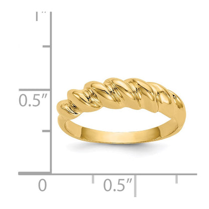 14k yellow gold polished twisted dome ring r285