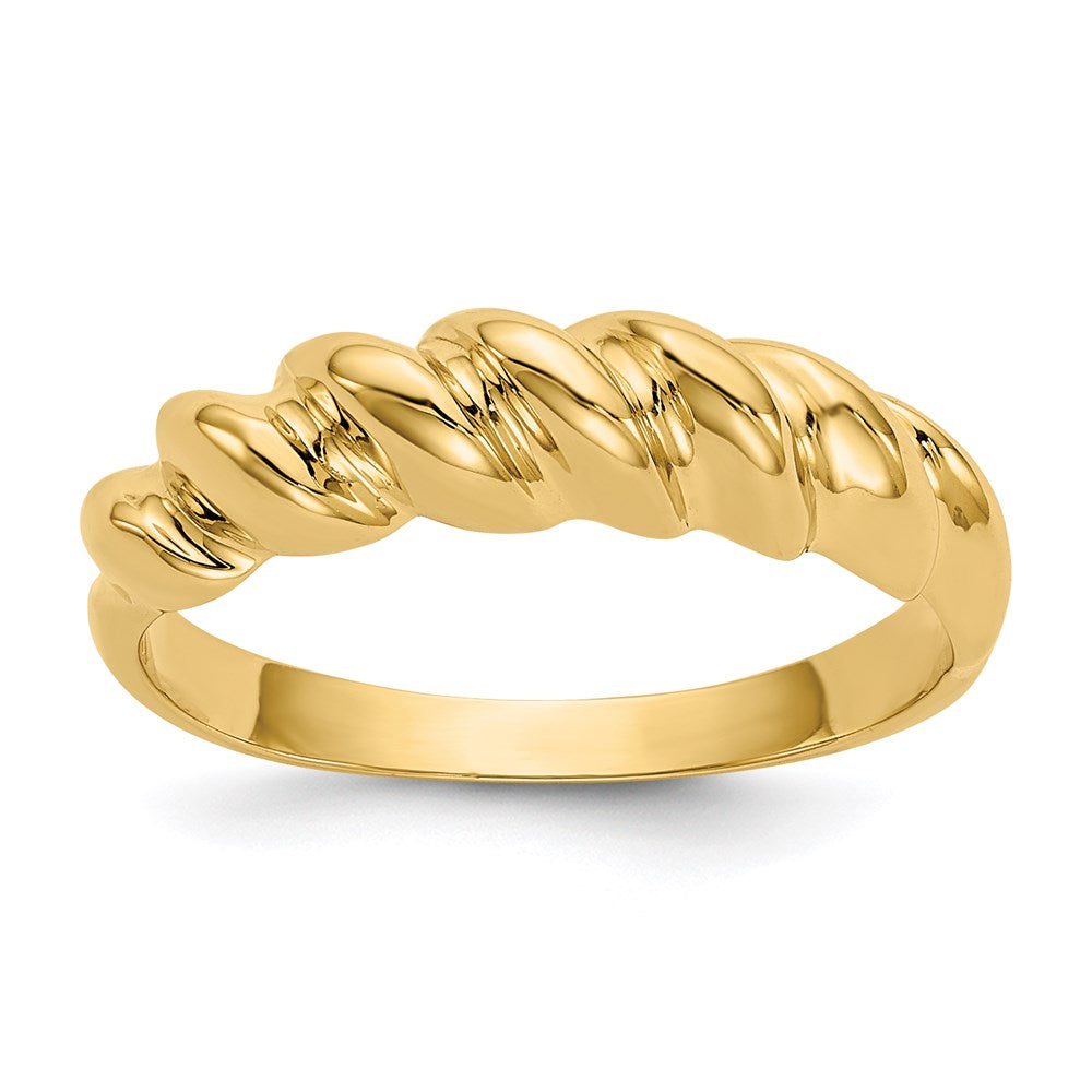 14k yellow gold polished twisted dome ring r285