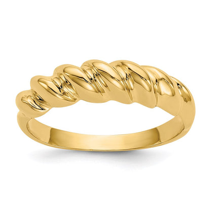 14k yellow gold polished twisted dome ring r285
