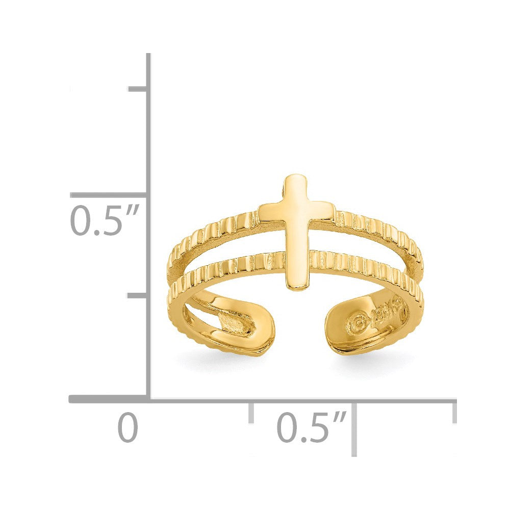 14k Yellow Gold Cross Toe Ring