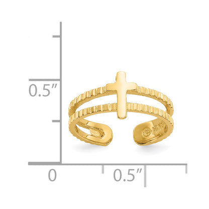 14k Yellow Gold Cross Toe Ring
