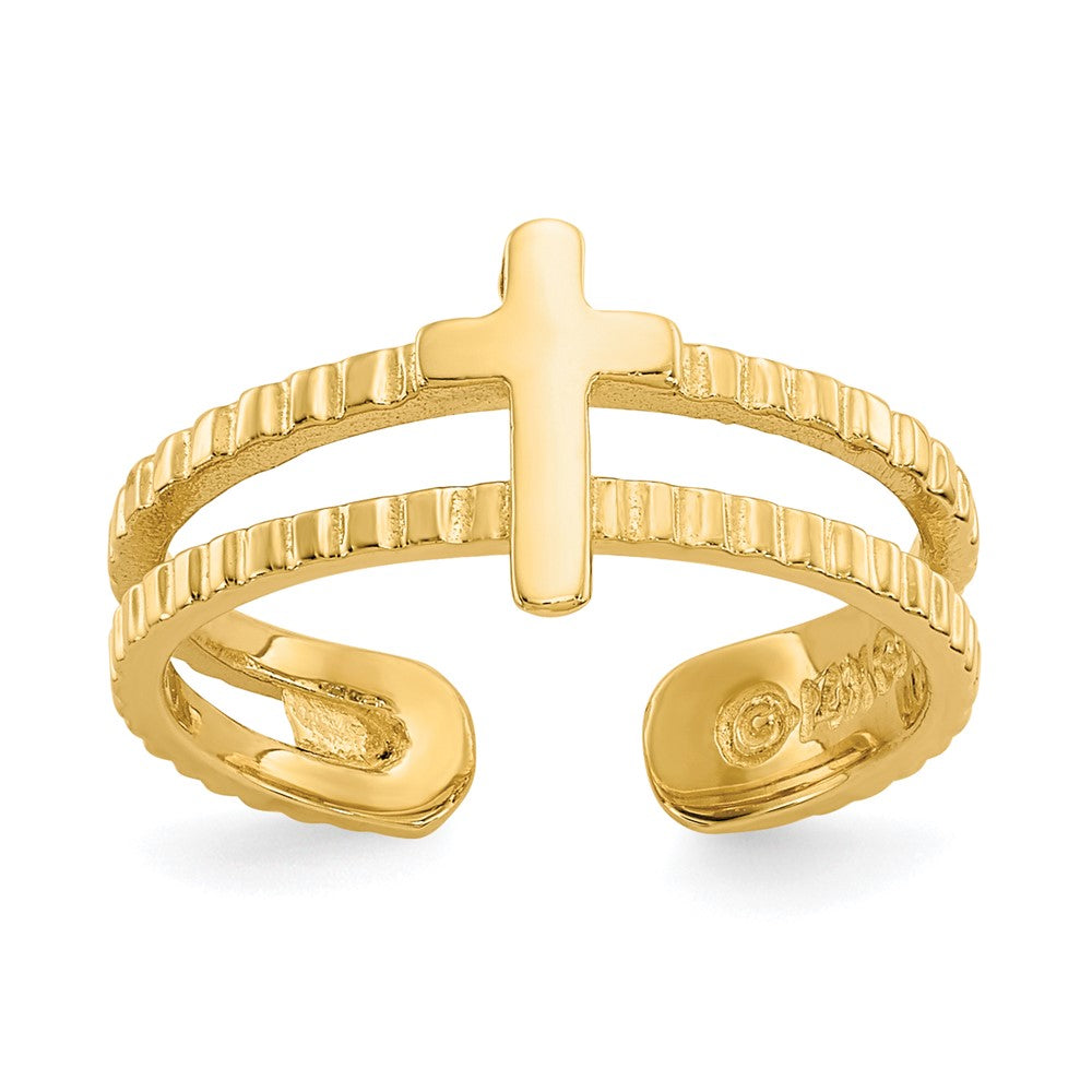 14k Yellow Gold Cross Toe Ring