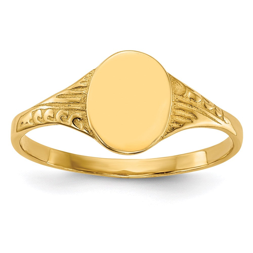 14k yellow gold oval polished child signet ring r520