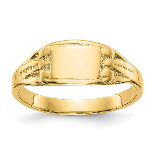 14k Yellow Gold Polished Rectangular Baby Signet Ring