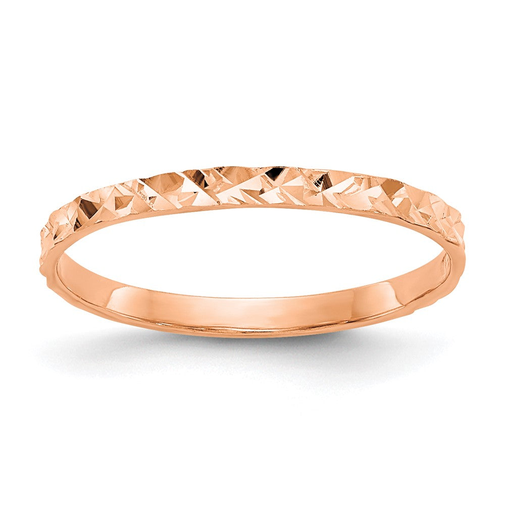 14k rose gold diamond cut design band childs ring r534r