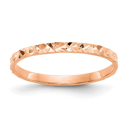 14k rose gold diamond cut design band childs ring r534r