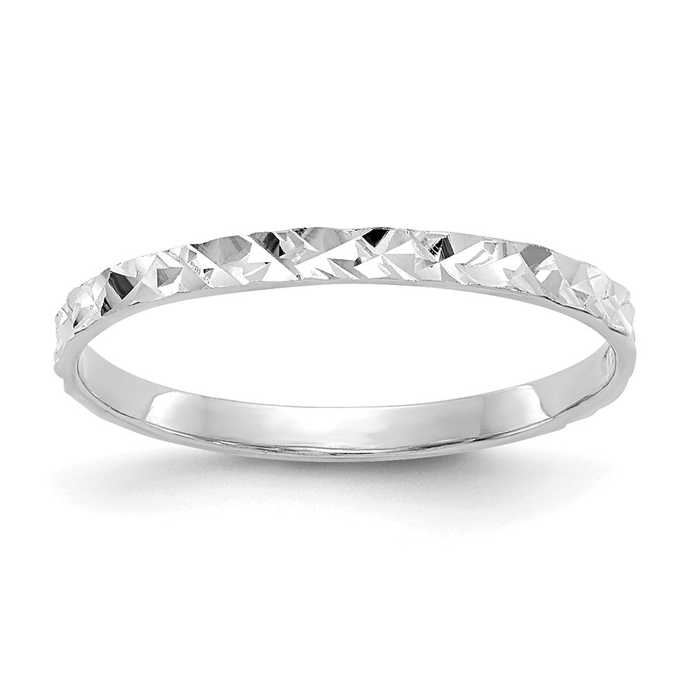 14k white gold diamond cut design band childs ring r534w