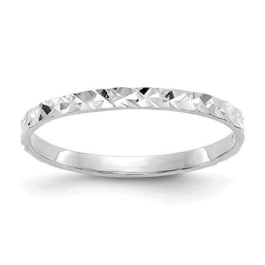 14k white gold diamond cut design band childs ring r534w