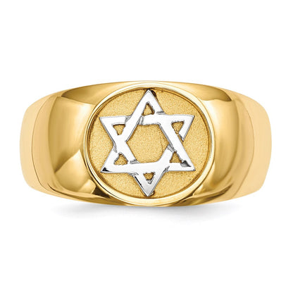 14k two tone gold polished star of david ring r583