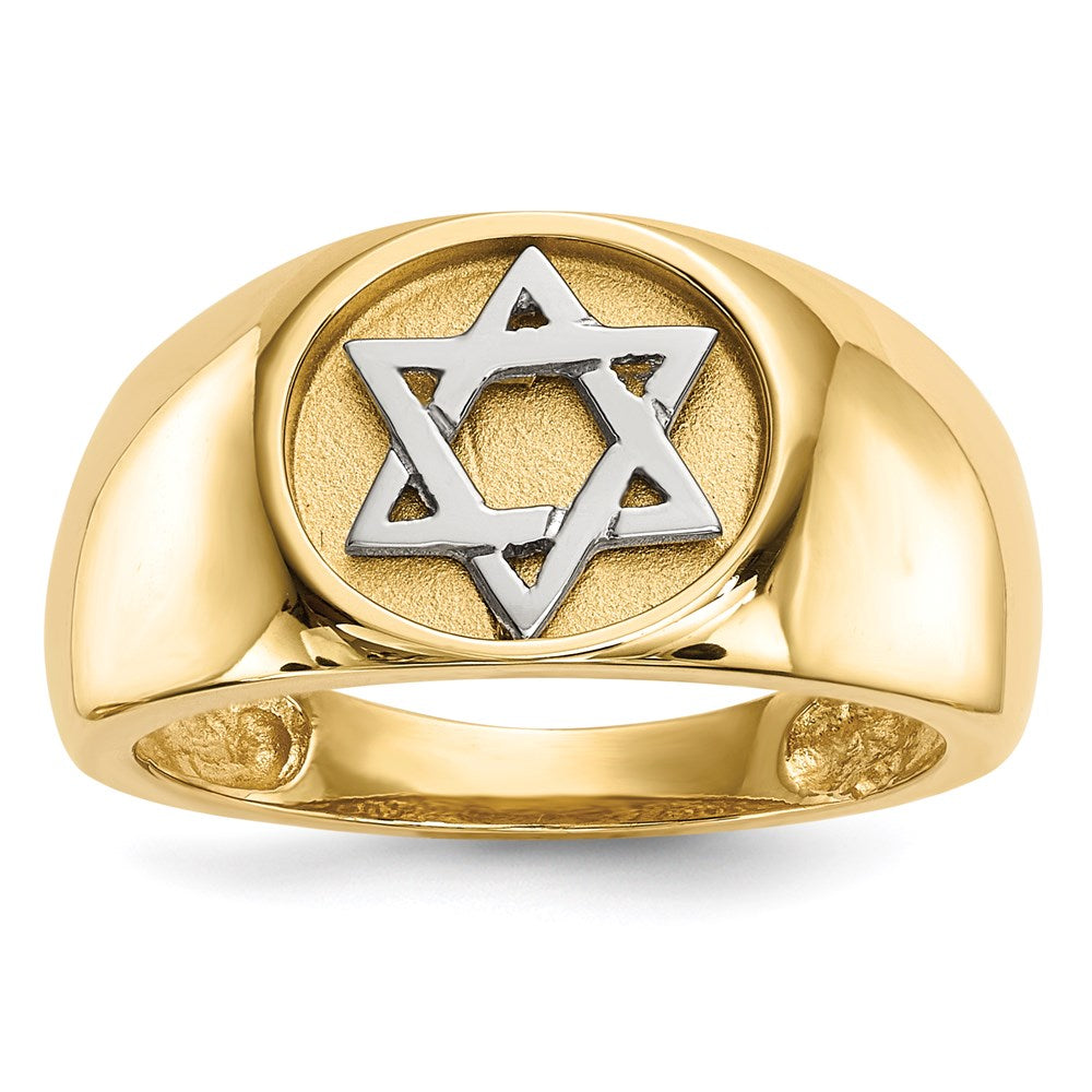 14k two tone gold polished star of david ring r583