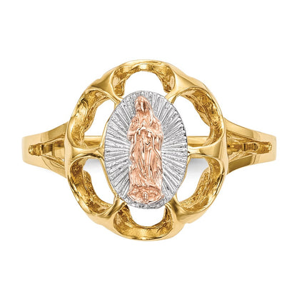 14k Two-tone Gold w/White Rhodium Polished Our Lady of Guadalupe Ring