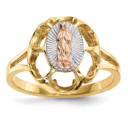 14k Two-tone Gold w/White Rhodium Polished Our Lady of Guadalupe Ring