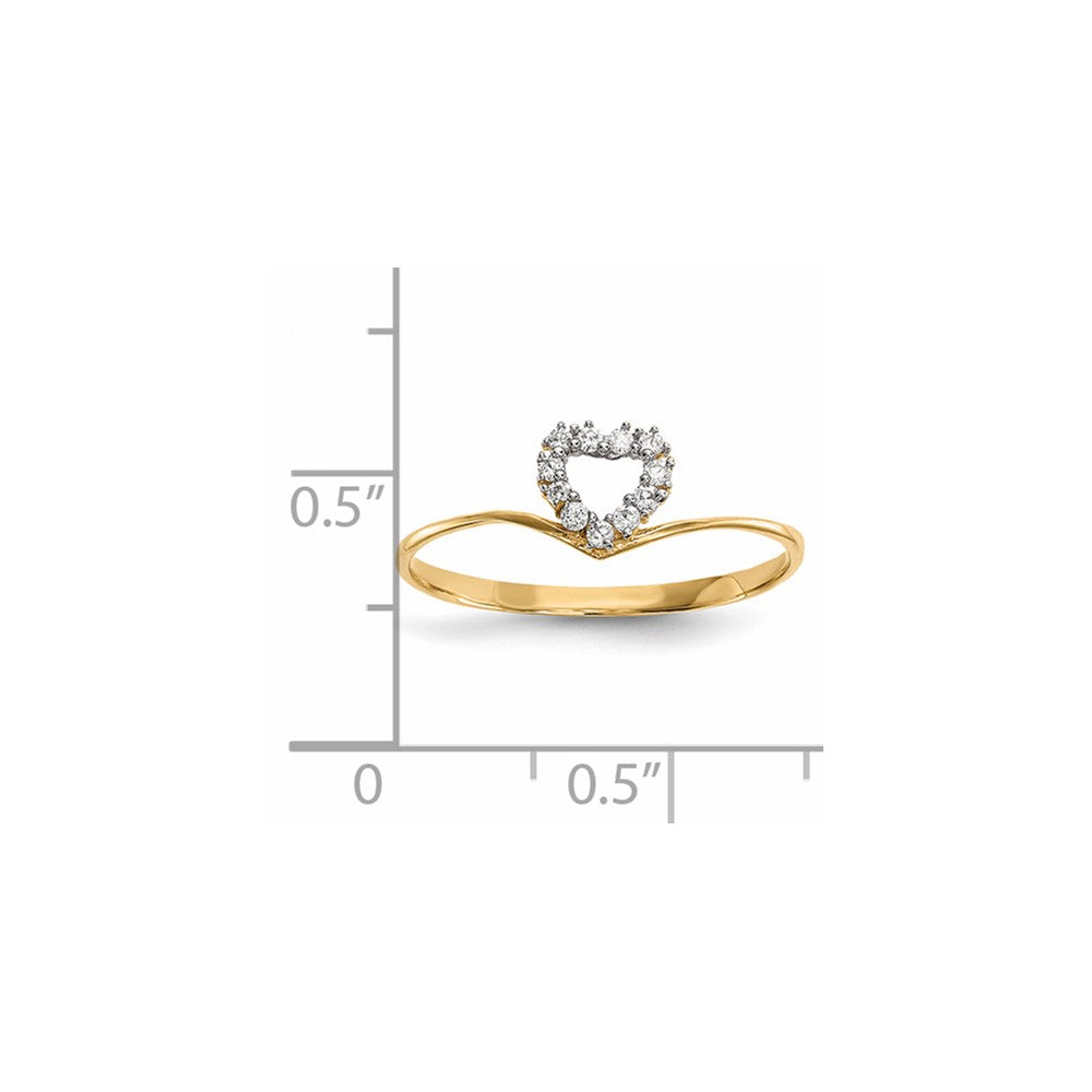 14k yellow gold cz heart ring r592