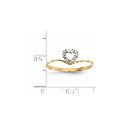 14k yellow gold cz heart ring r592