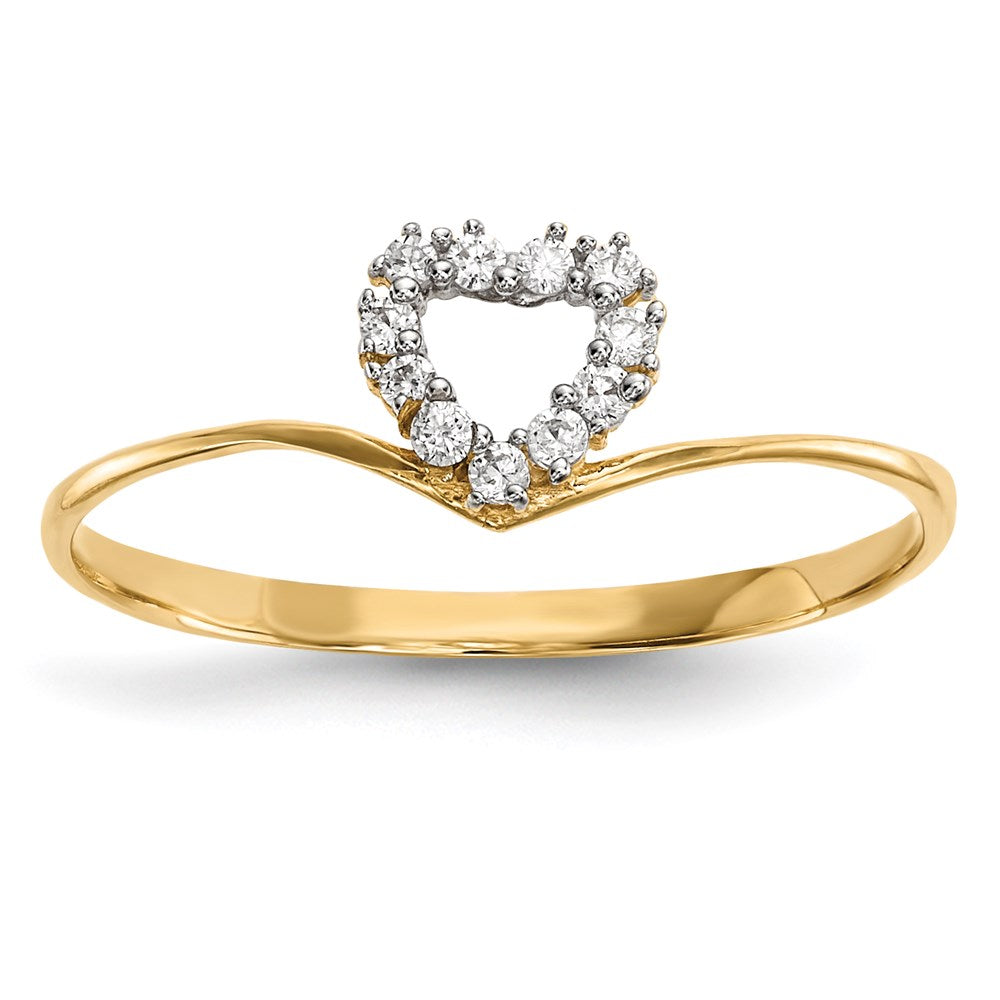 14k yellow gold cz heart ring r592