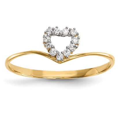 14k yellow gold cz heart ring r592