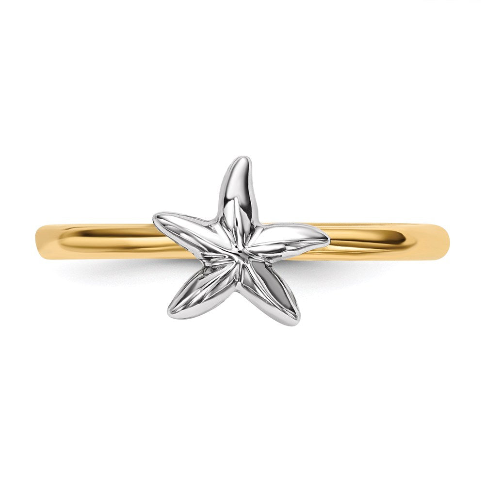 14k two tone gold polished starfish ring r602