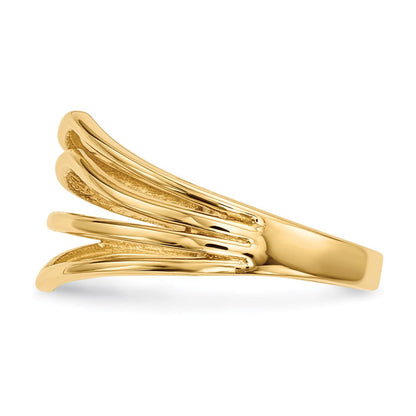 14k gold polished 4 bar ring r607