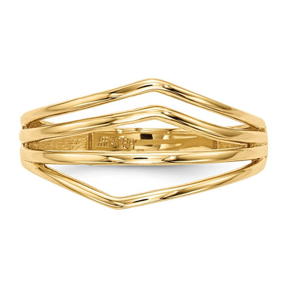 14k gold polished 4 bar ring r607
