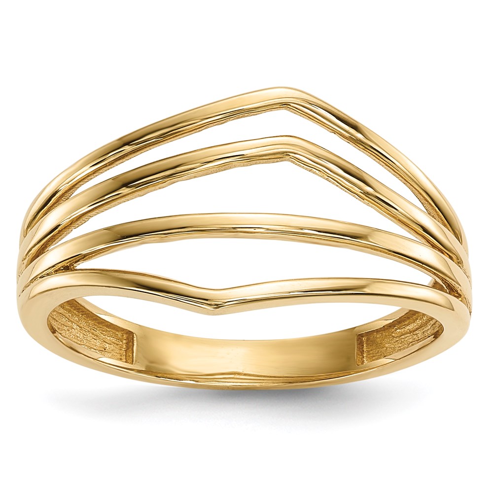 14k gold polished 4 bar ring r607