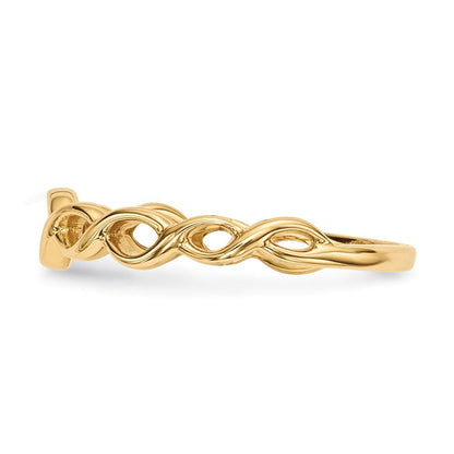14k gold polished twisted loops ring r612