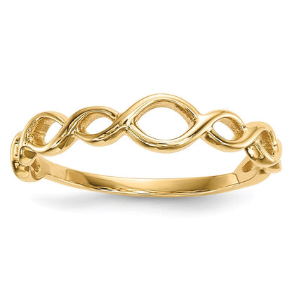 14k gold polished twisted loops ring r612