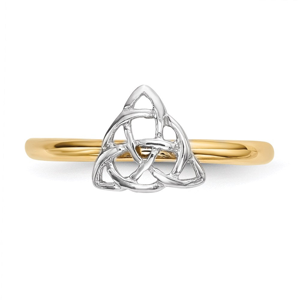 14k two tone gold polished trinity knot ring r622